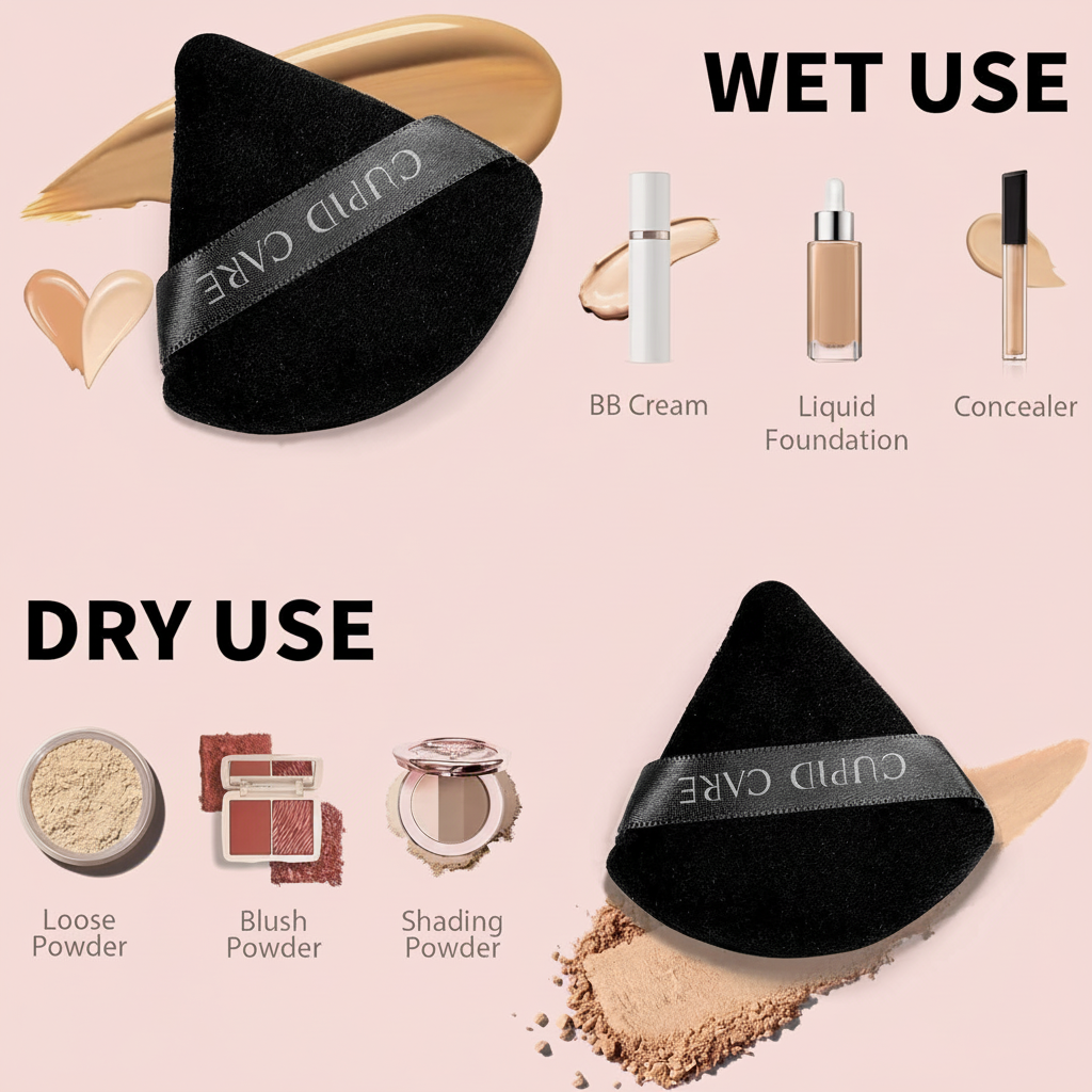 CUPID CARE 6+2 Triangular Powder Puff Set.