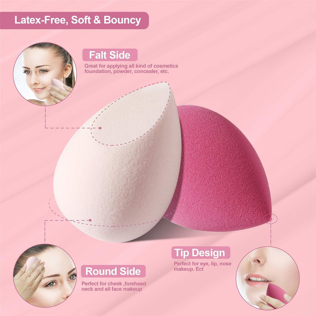 4 Pcs Makeup Sponge Set Beauty Sponge Foundation Blending Sponge, Flawless for Liquid, Cream, and Powder, Multi-Colored Makeup Sponges with Storage Box